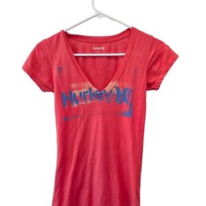 Hurley Women's Red V-Neck T-Shirt